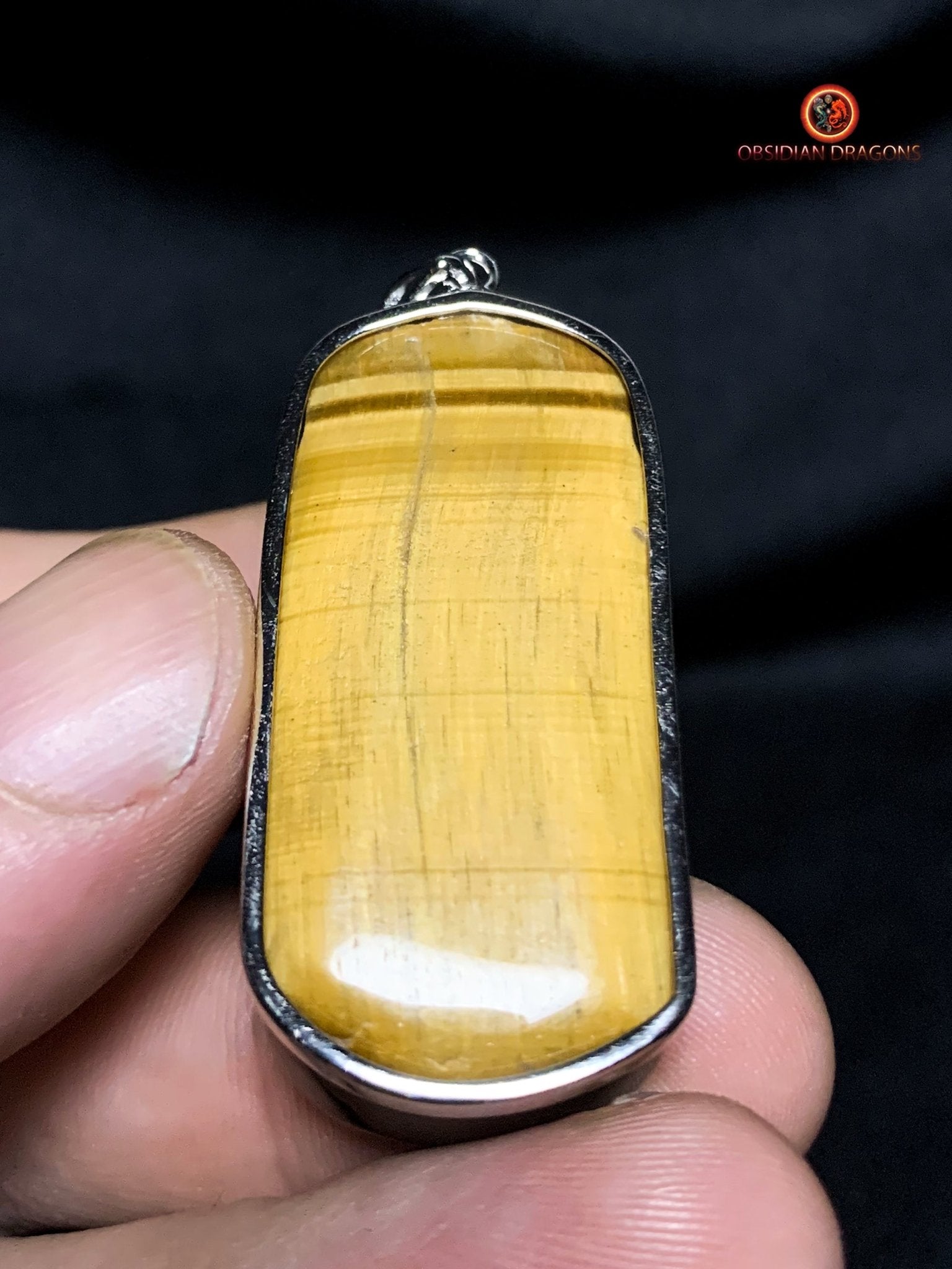Pendentif Chenrezig en Oeil de Tigre - Argent 925 | obsidian dragons