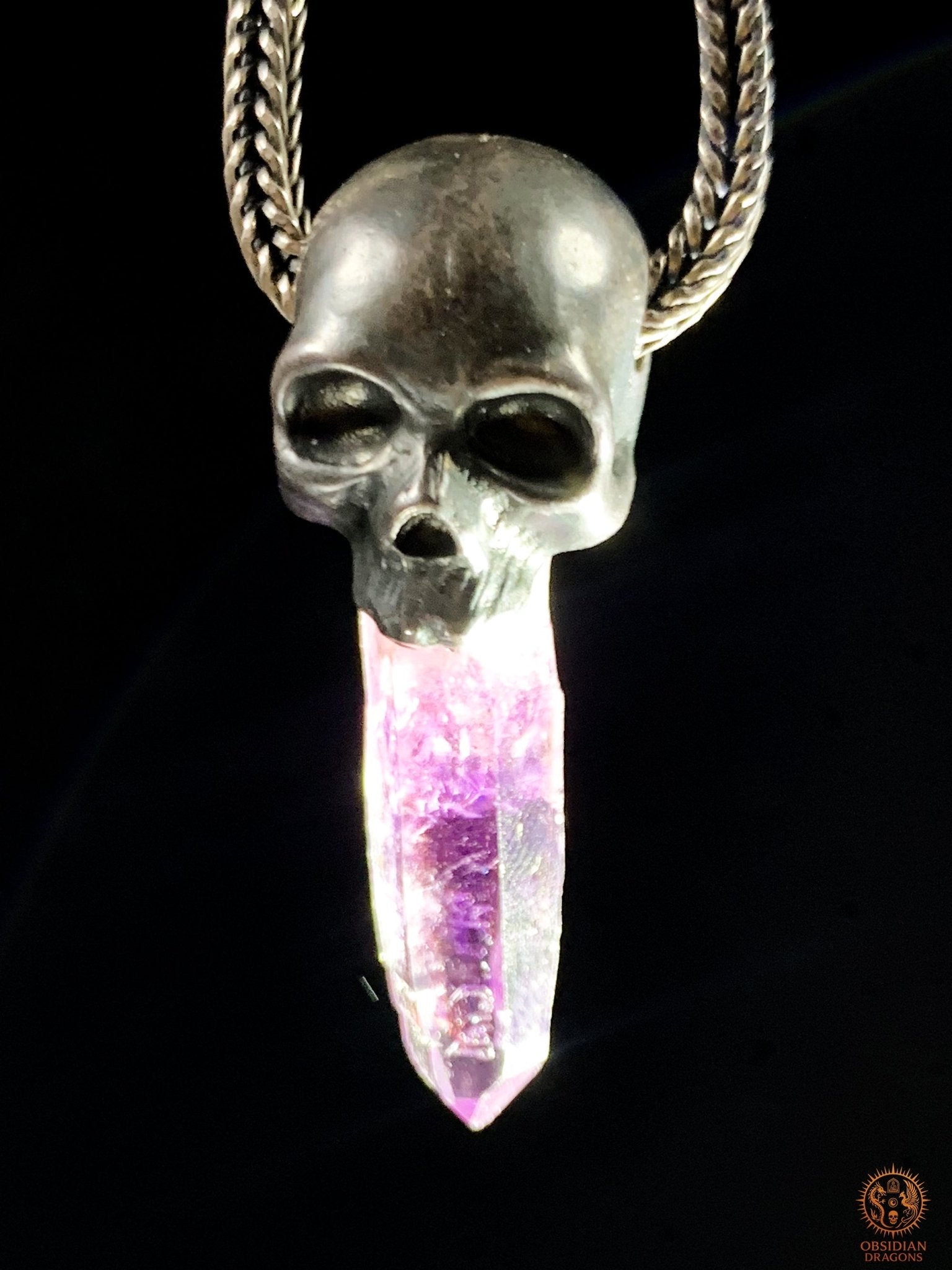 Pendentif Crâne en Argent – Améthyste de Vera Cruz | obsidian dragons