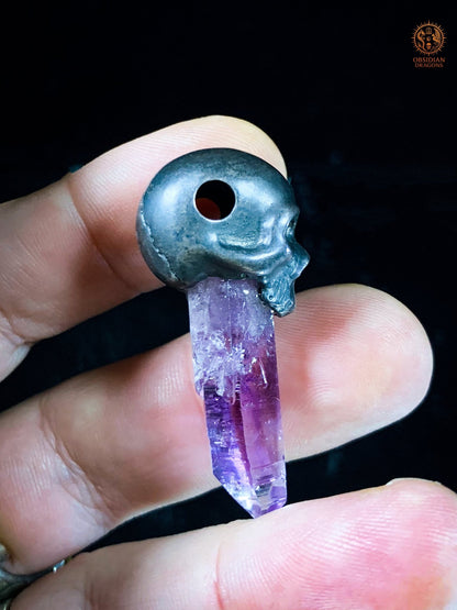 Pendentif Crâne en Argent – Améthyste de Vera Cruz | obsidian dragons