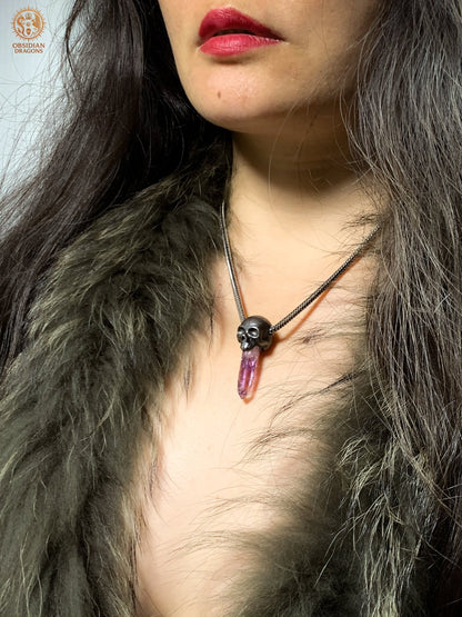 Pendentif Crâne en Argent – Améthyste de Vera Cruz | obsidian dragons