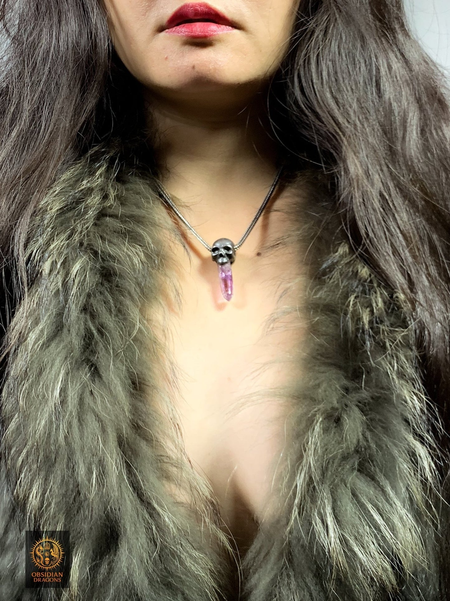 Pendentif Crâne en Argent – Améthyste de Vera Cruz | obsidian dragons