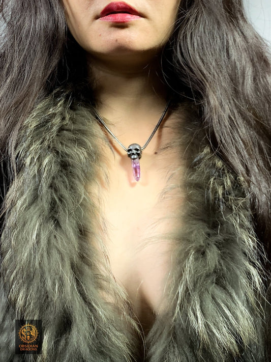 Pendentif Crâne en Argent – Améthyste de Vera Cruz | obsidian dragons