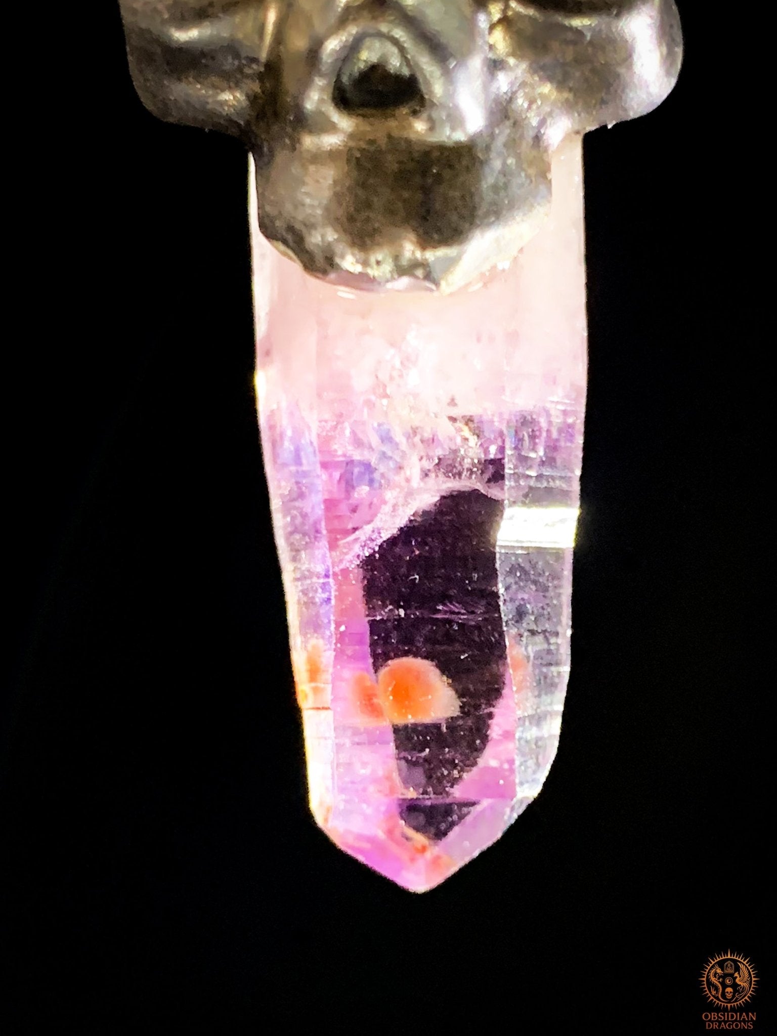 Pendentif Crâne en Argent – Pointe d’Améthyste de Vera Cruz | obsidian dragons