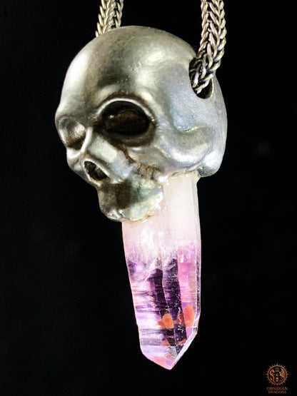 Pendentif Crâne en Argent – Pointe d’Améthyste de Vera Cruz | obsidian dragons