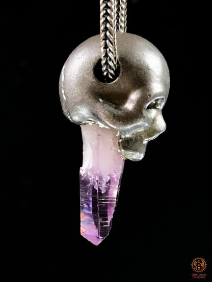 Pendentif Crâne en Argent – Pointe d’Améthyste de Vera Cruz | obsidian dragons