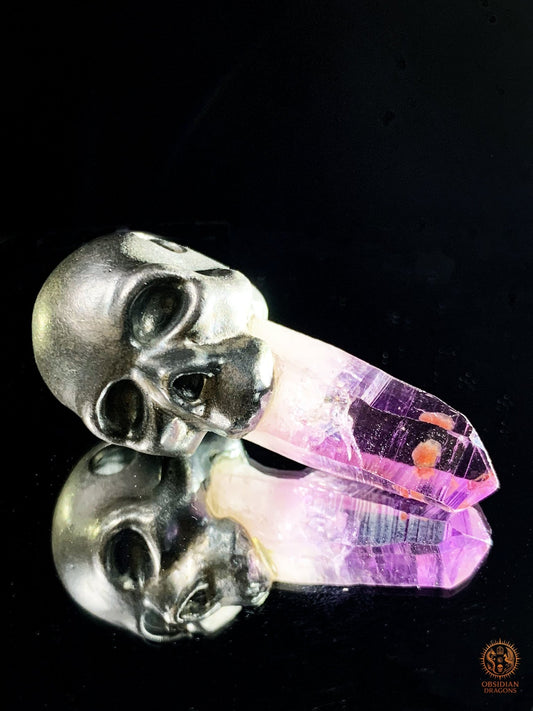 Pendentif Crâne en Argent – Pointe d’Améthyste de Vera Cruz | obsidian dragons