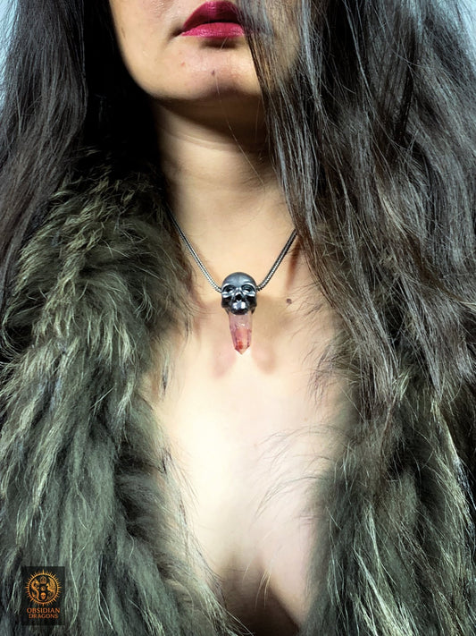Pendentif Crâne en Argent – Pointe d’Améthyste de Vera Cruz | obsidian dragons