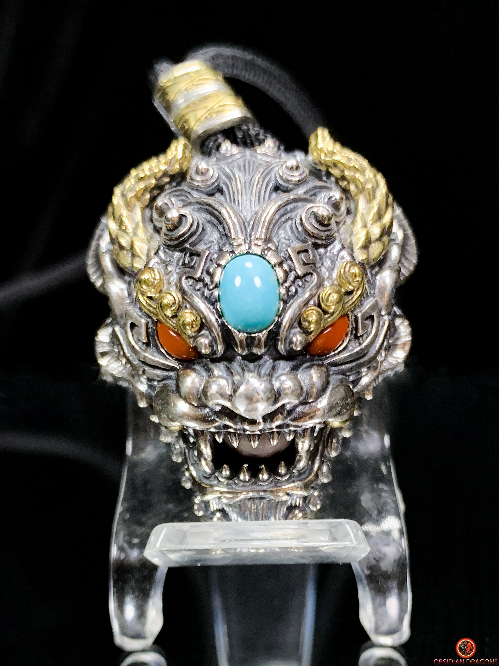 Pendentif Dragon Feng Shui - Grelot chasse fantôme taoïste | obsidian dragons