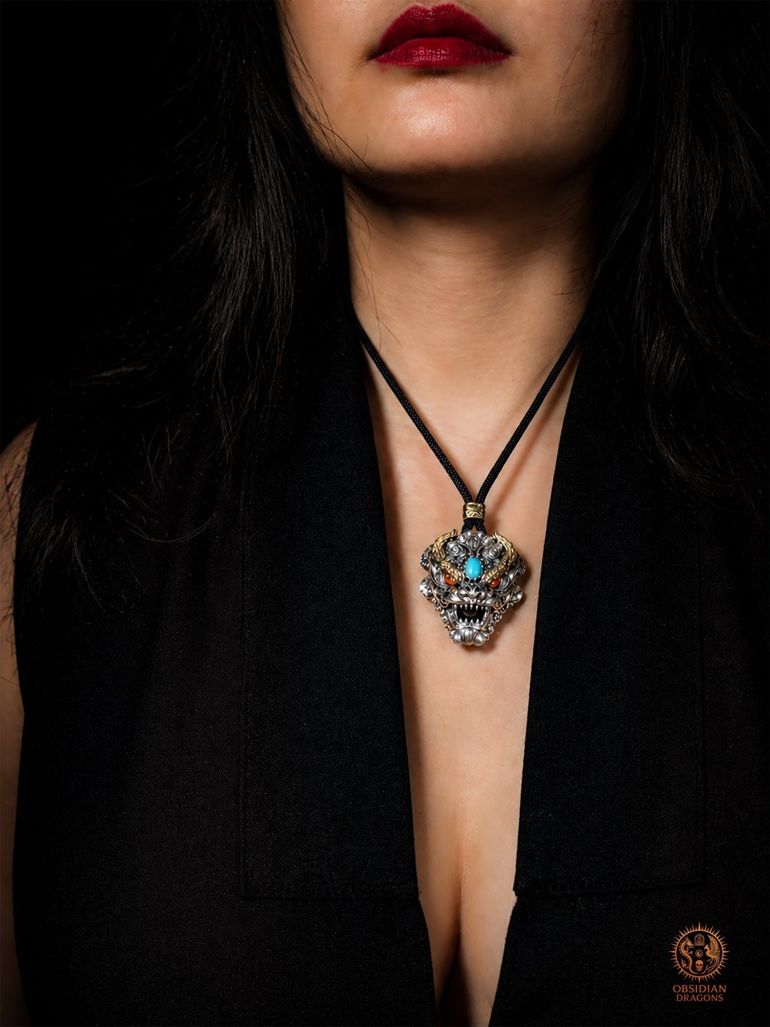 Pendentif Dragon Feng Shui - Grelot chasse fantôme taoïste - obsidian dragons