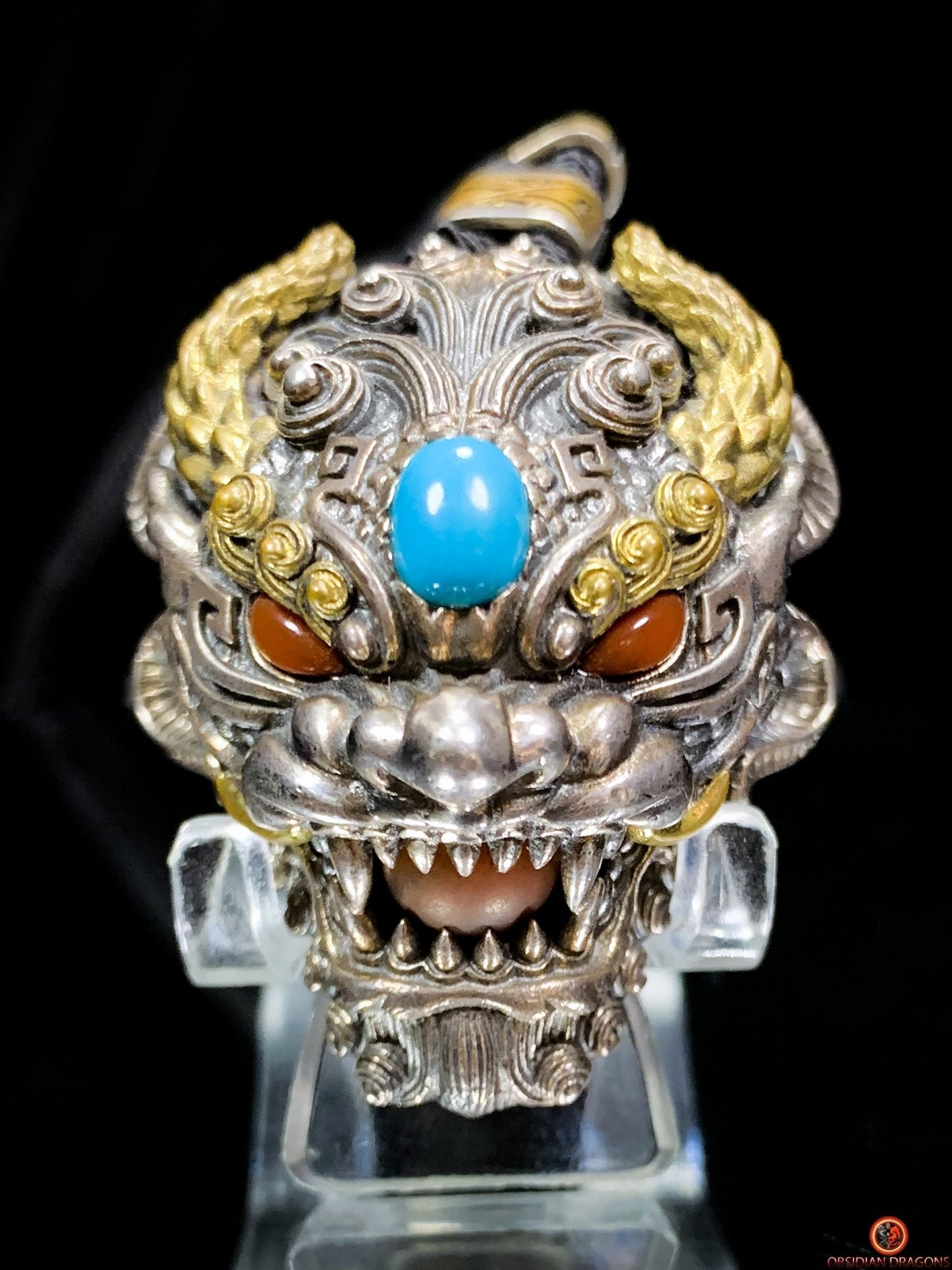 Pendentif Dragon - Turquoise – Clochette Protectrice Taoïste | obsidian dragons