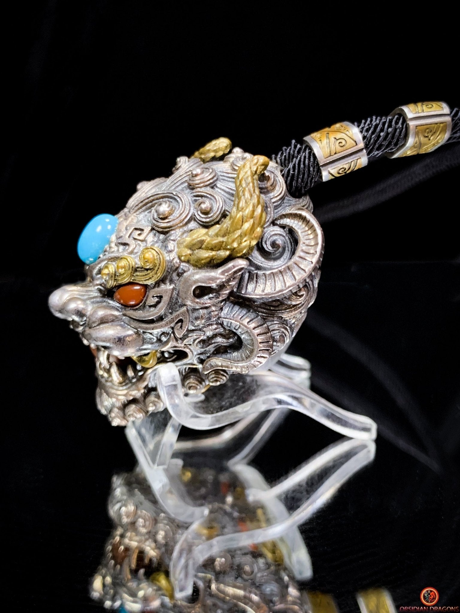 Pendentif Dragon - Turquoise – Clochette Protectrice Taoïste | obsidian dragons