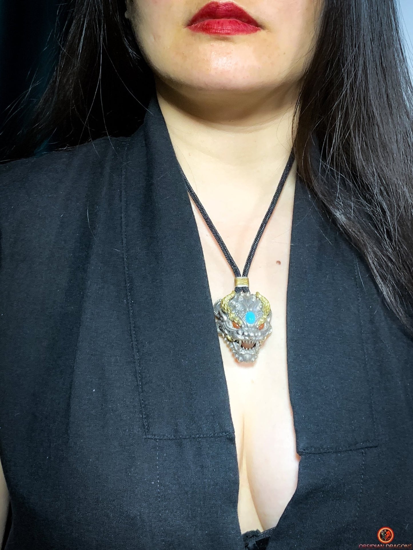 Pendentif Dragon - Turquoise – Clochette Protectrice Taoïste
