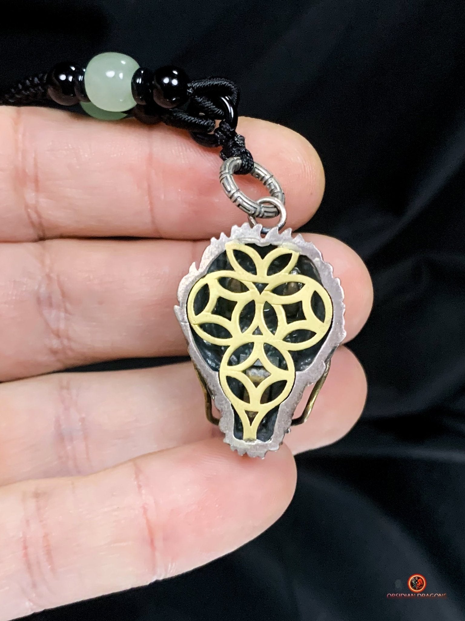 Pendentif Dragon en Argent 925 - Amulette Feng Shui | obsidian dragons