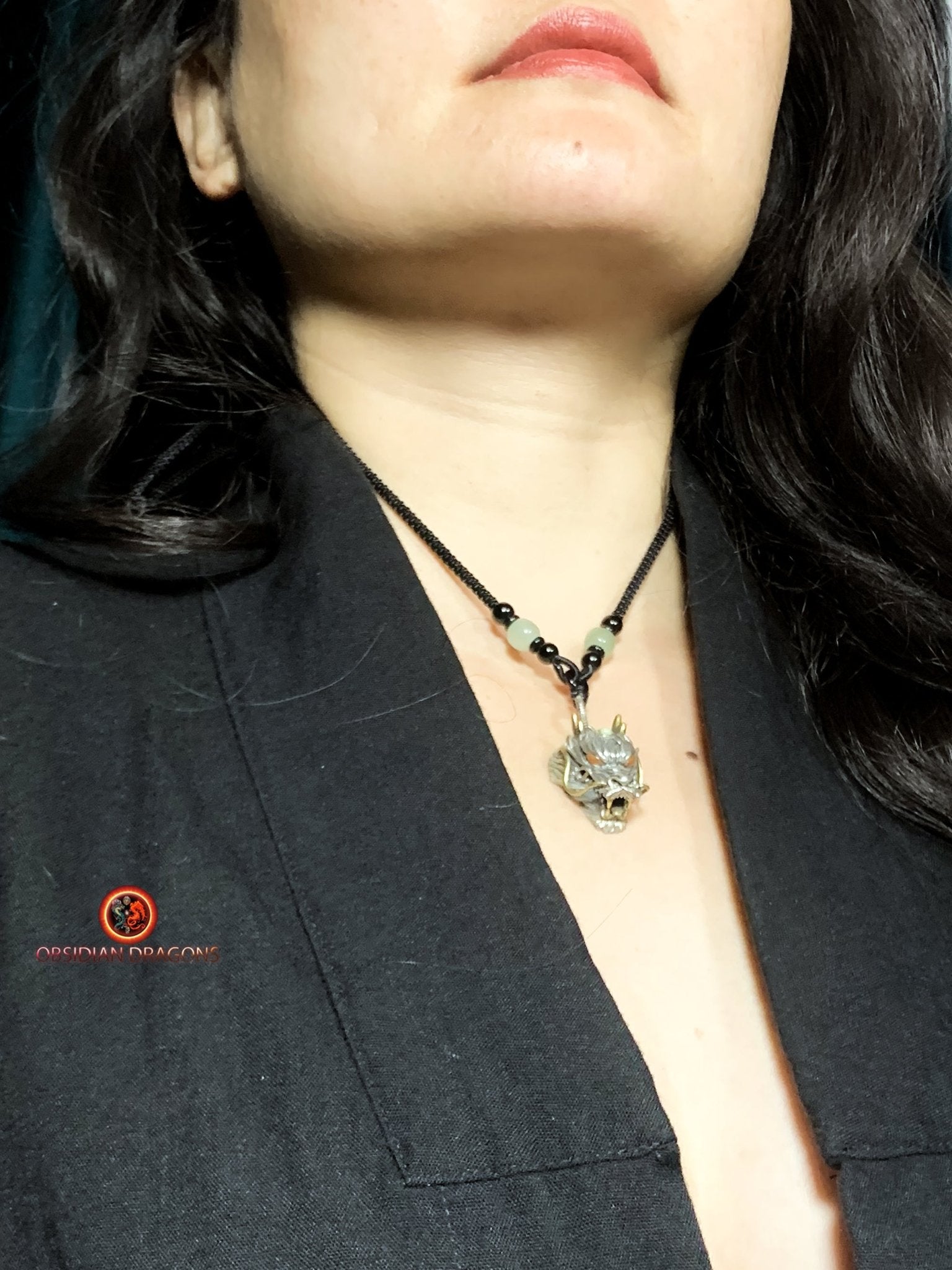 Pendentif Dragon en Argent 925 - Amulette Feng Shui | obsidian dragons