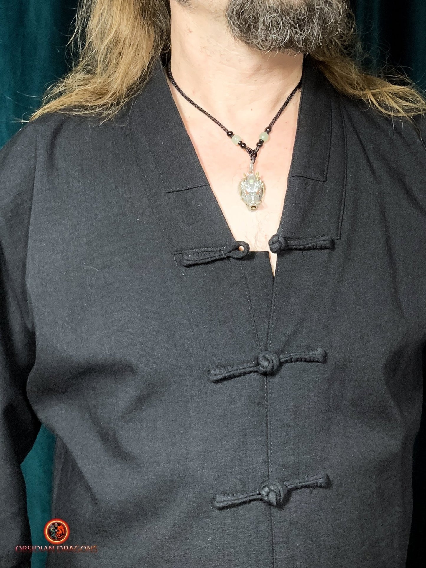 Pendentif Dragon en Argent 925 - Amulette Feng Shui | obsidian dragons