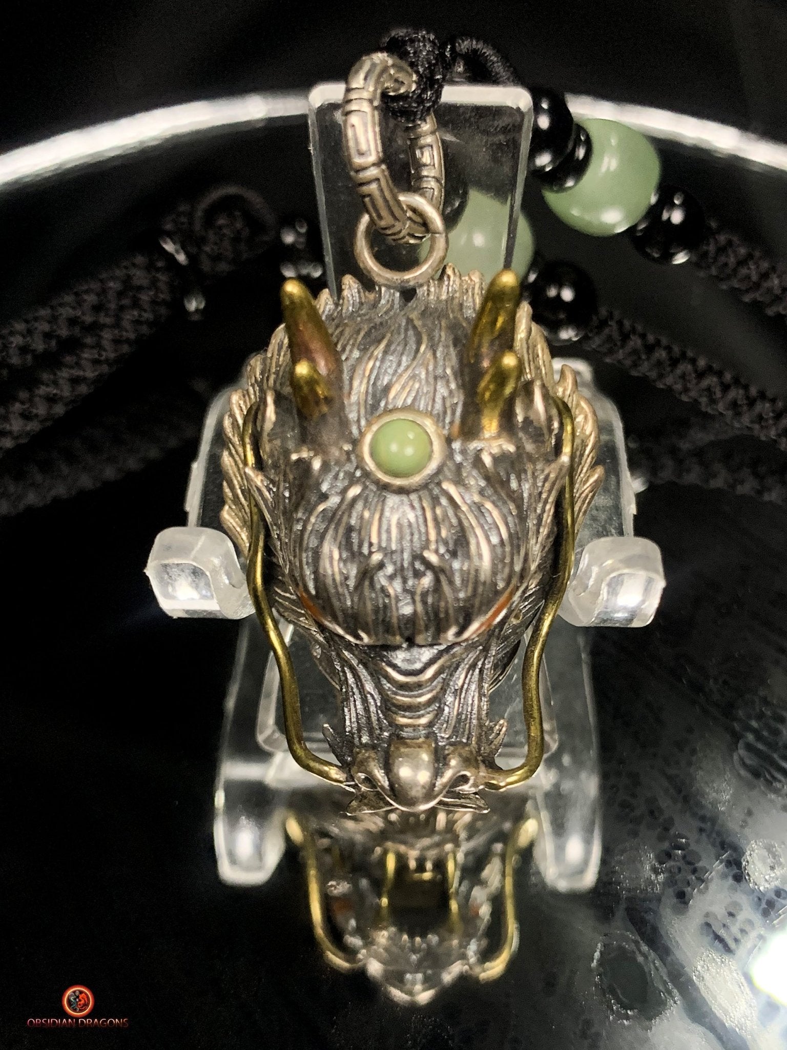Pendentif Dragon en Argent 925 - Amulette Feng Shui | obsidian dragons