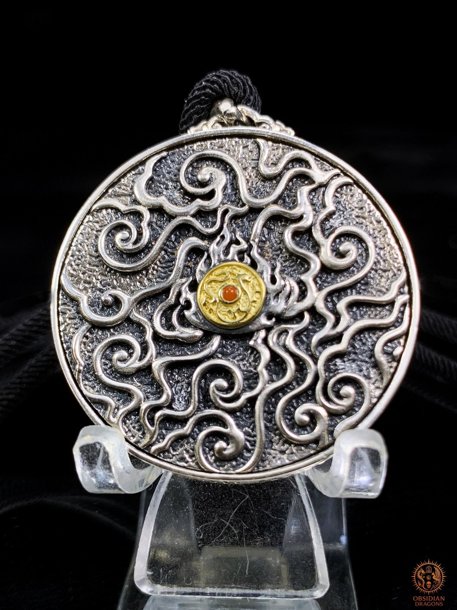 Pendentif Dragon en Argent 925 – Turquoise & Agate nan hong | obsidian dragons