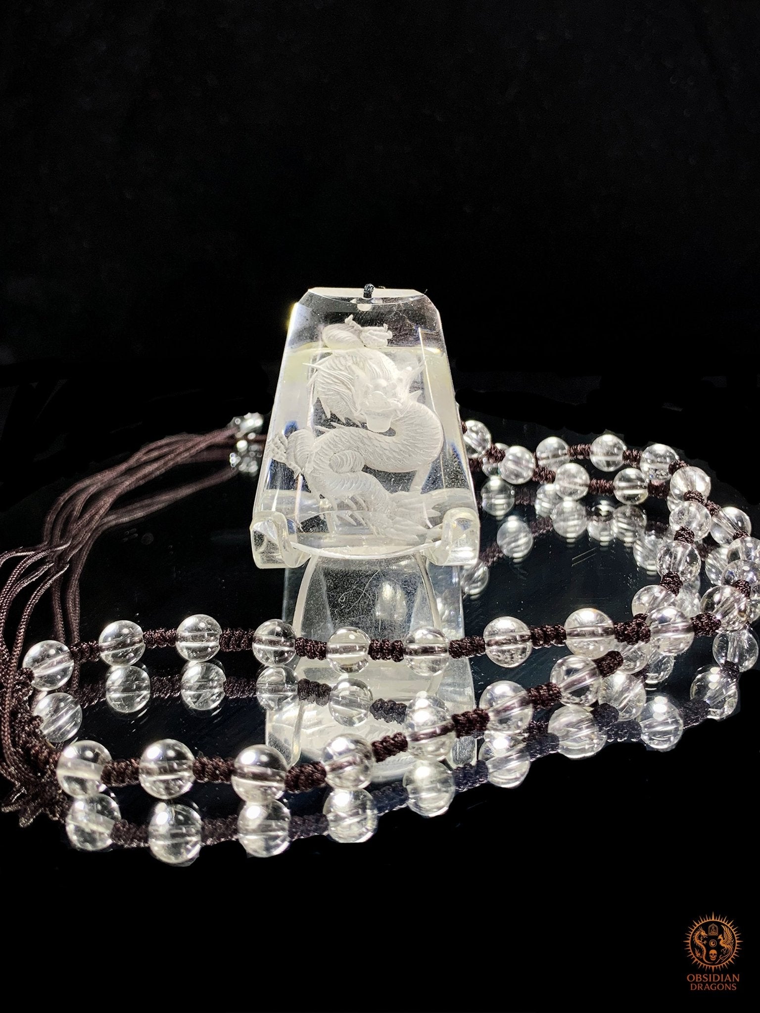 Pendentif Dragon en Cristal de Roche – Intaille - Glyptique | obsidian dragons