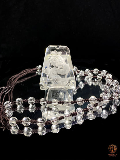 Pendentif Dragon en Cristal de Roche – Intaille - Glyptique | obsidian dragons