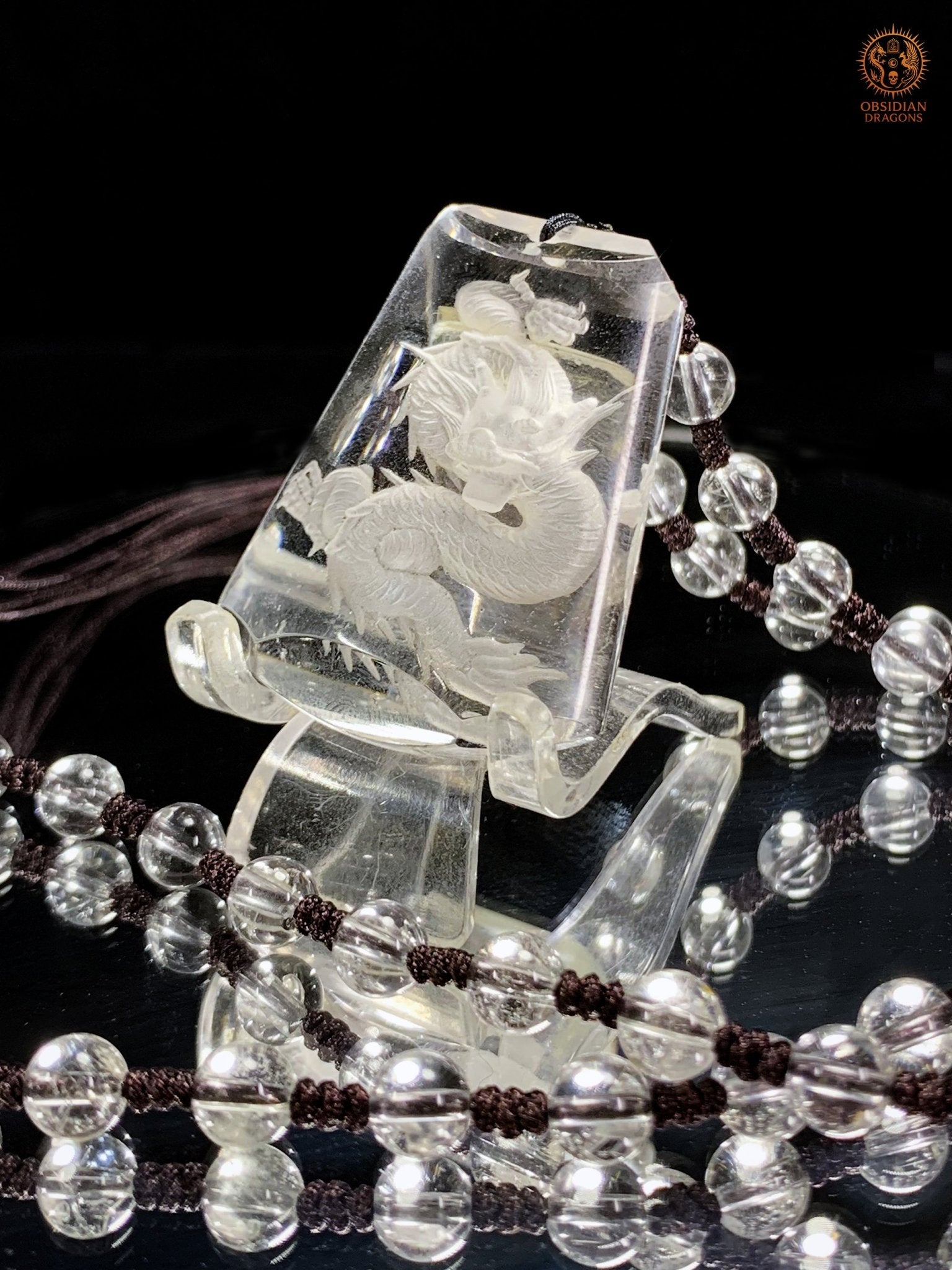 Pendentif Dragon en Cristal de Roche – Intaille - Glyptique | obsidian dragons