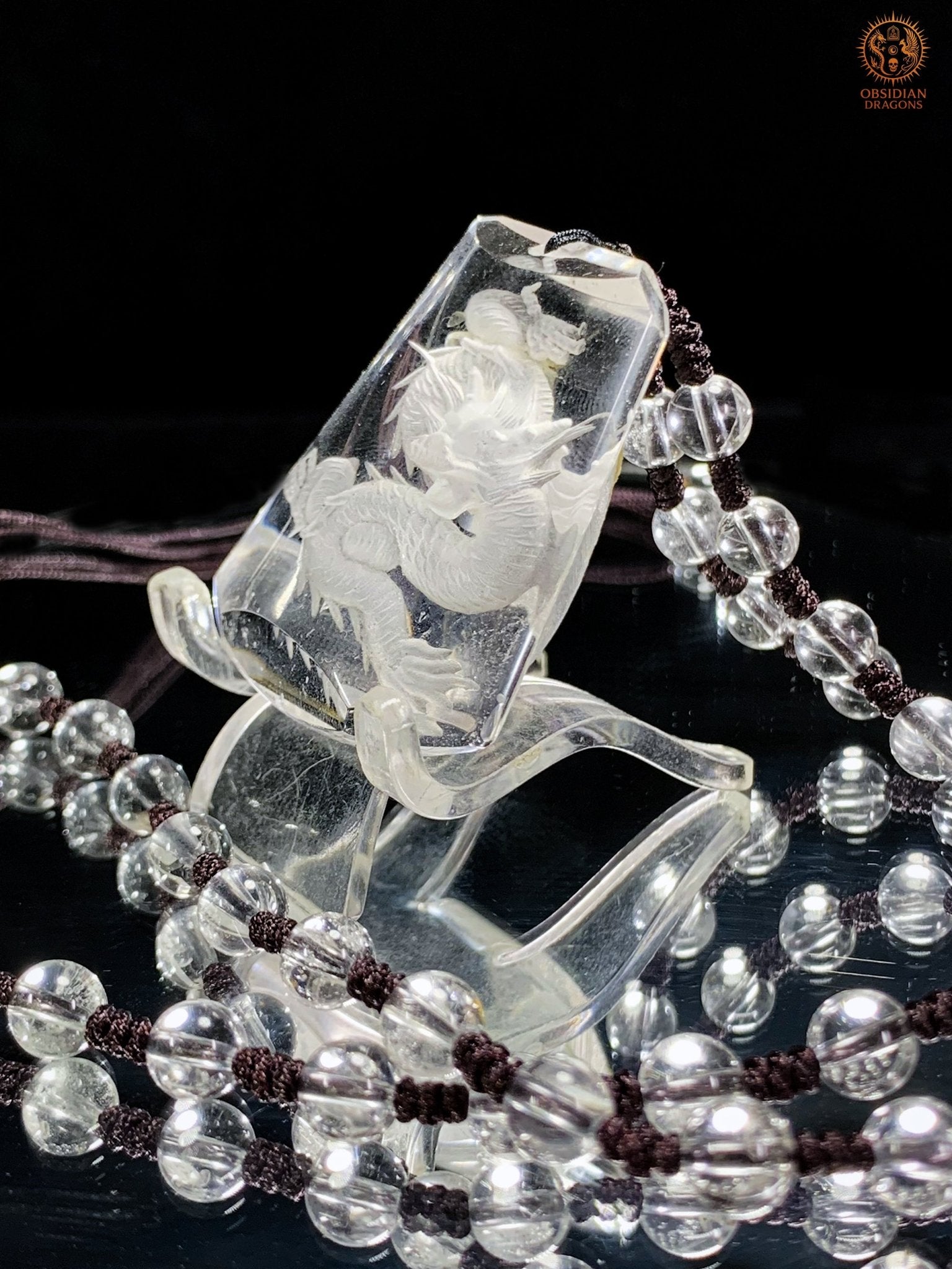 Pendentif Dragon en Cristal de Roche – Intaille - Glyptique | obsidian dragons