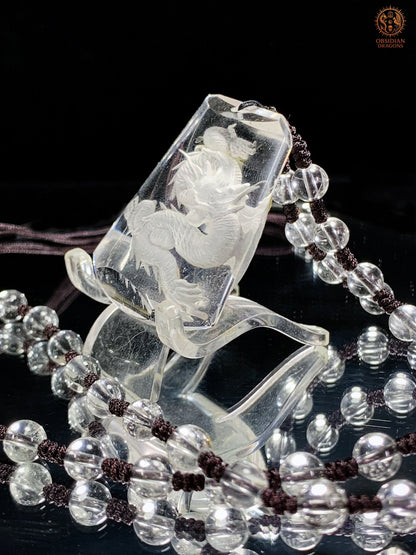 Pendentif Dragon en Cristal de Roche – Intaille - Glyptique | obsidian dragons