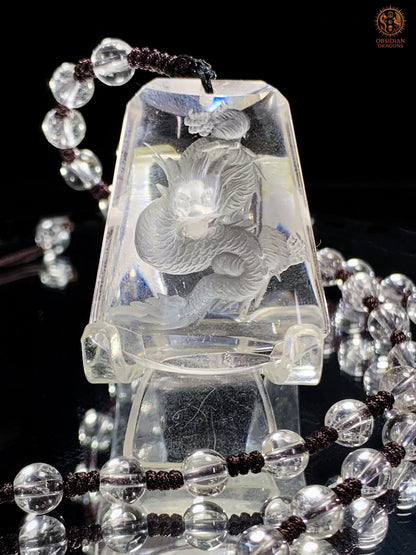 Pendentif Dragon en Cristal de Roche – Intaille - Glyptique | obsidian dragons