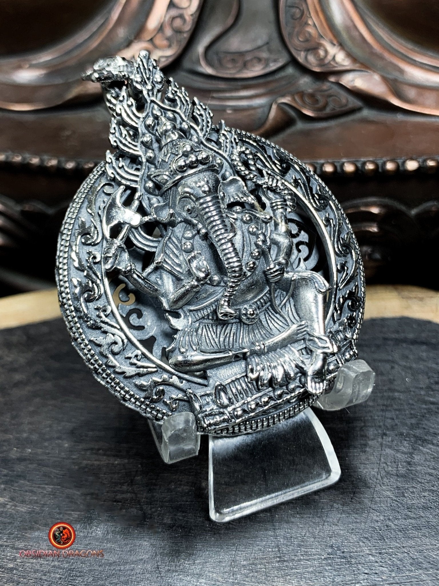 Pendentif Ganesh en Argent 925 - Artisanat et Spiritualité | obsidian dragons