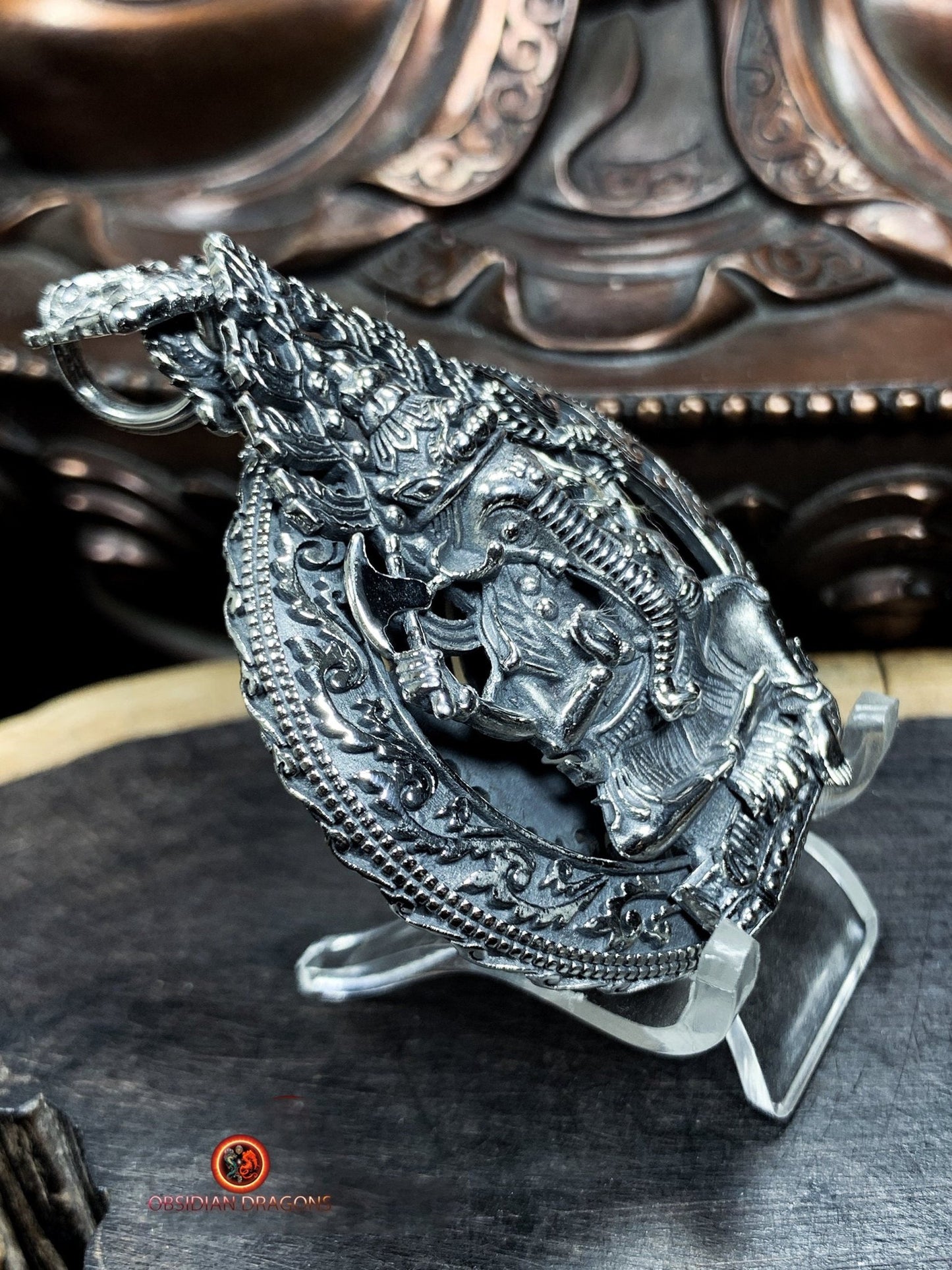 Pendentif Ganesh en Argent 925 - Artisanat et Spiritualité | obsidian dragons