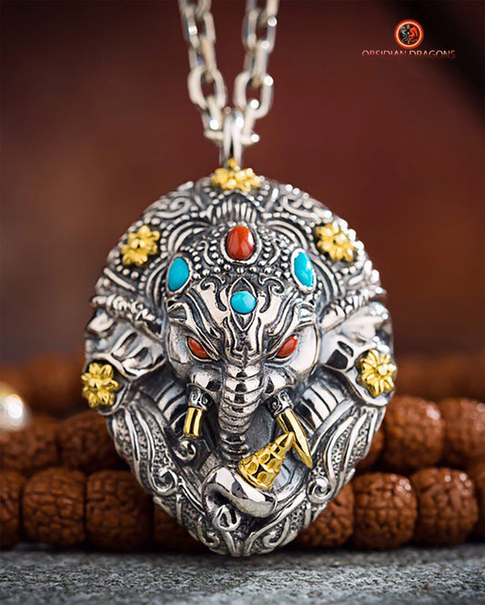 Pendentif Ganesh en Argent - Éveil Spirituel et Protection | obsidian dragons