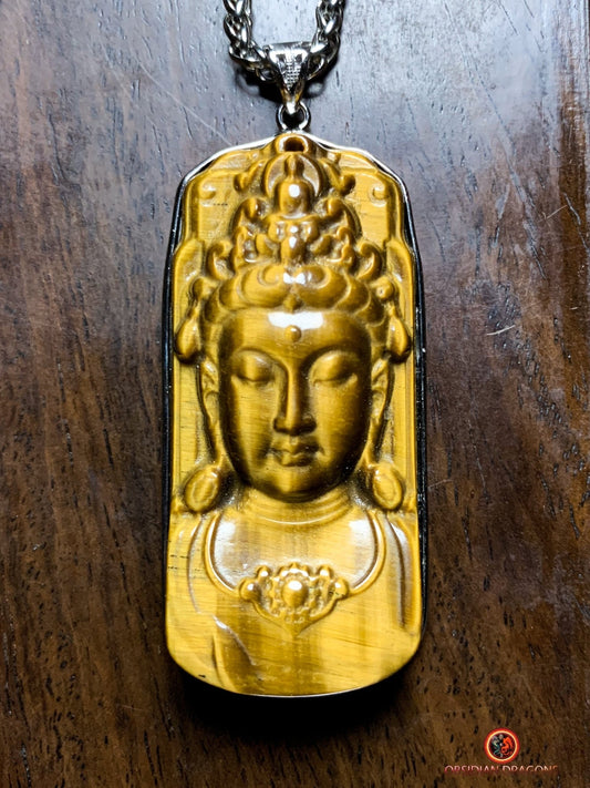 Pendentif Guan Yin en Oeil de Tigre - Argent 925 | obsidian dragons