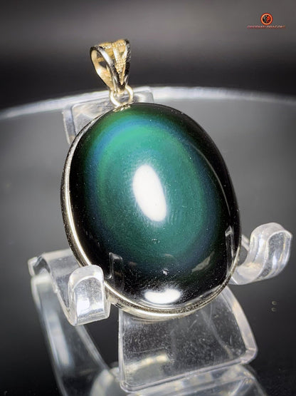 Pendentif en Obsidienne Œil Céleste - Argent 925 - Médaillon Unique | obsidian dragons