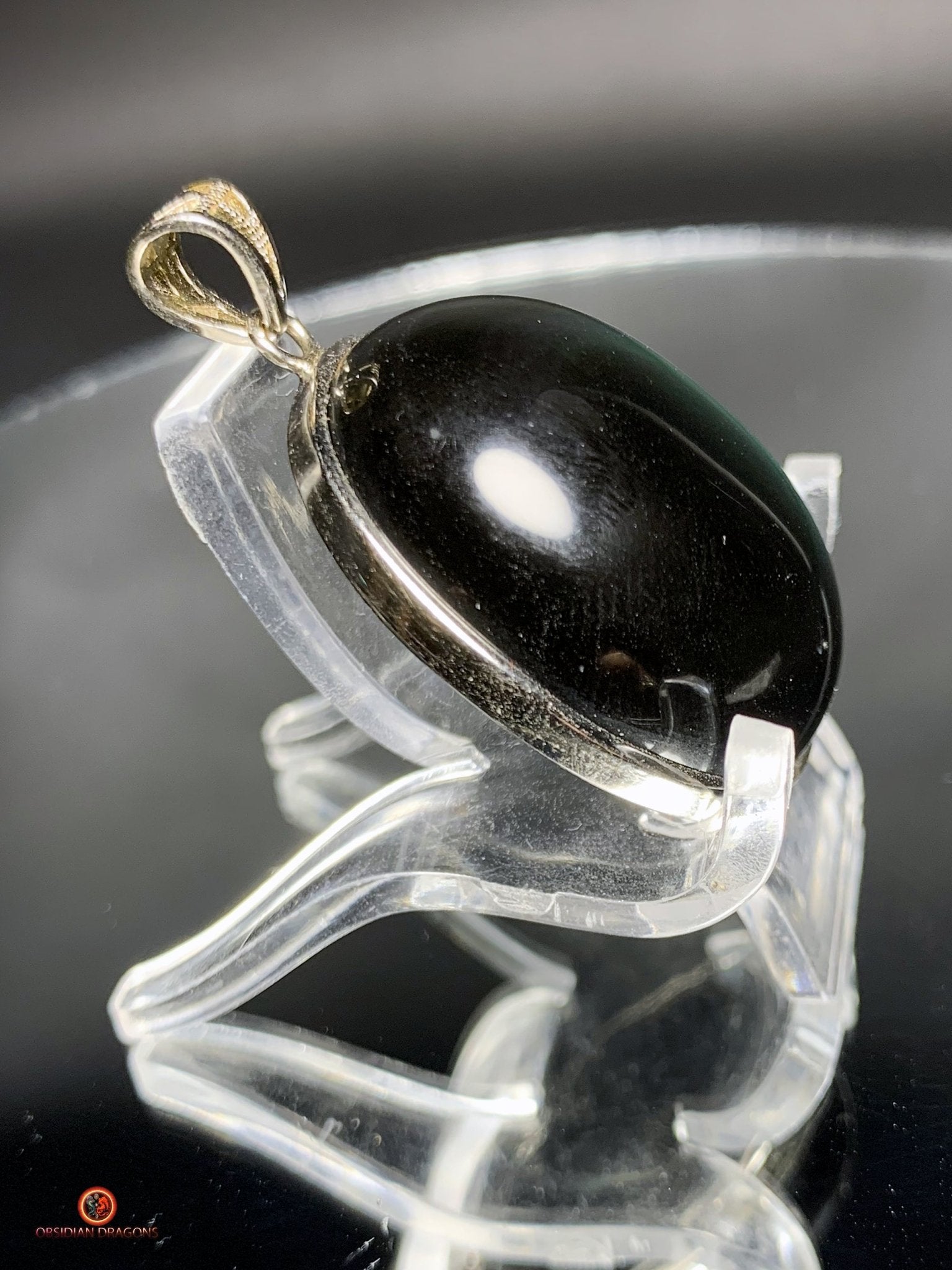 Pendentif en Obsidienne Œil Céleste - Argent 925 - Médaillon Unique | obsidian dragons
