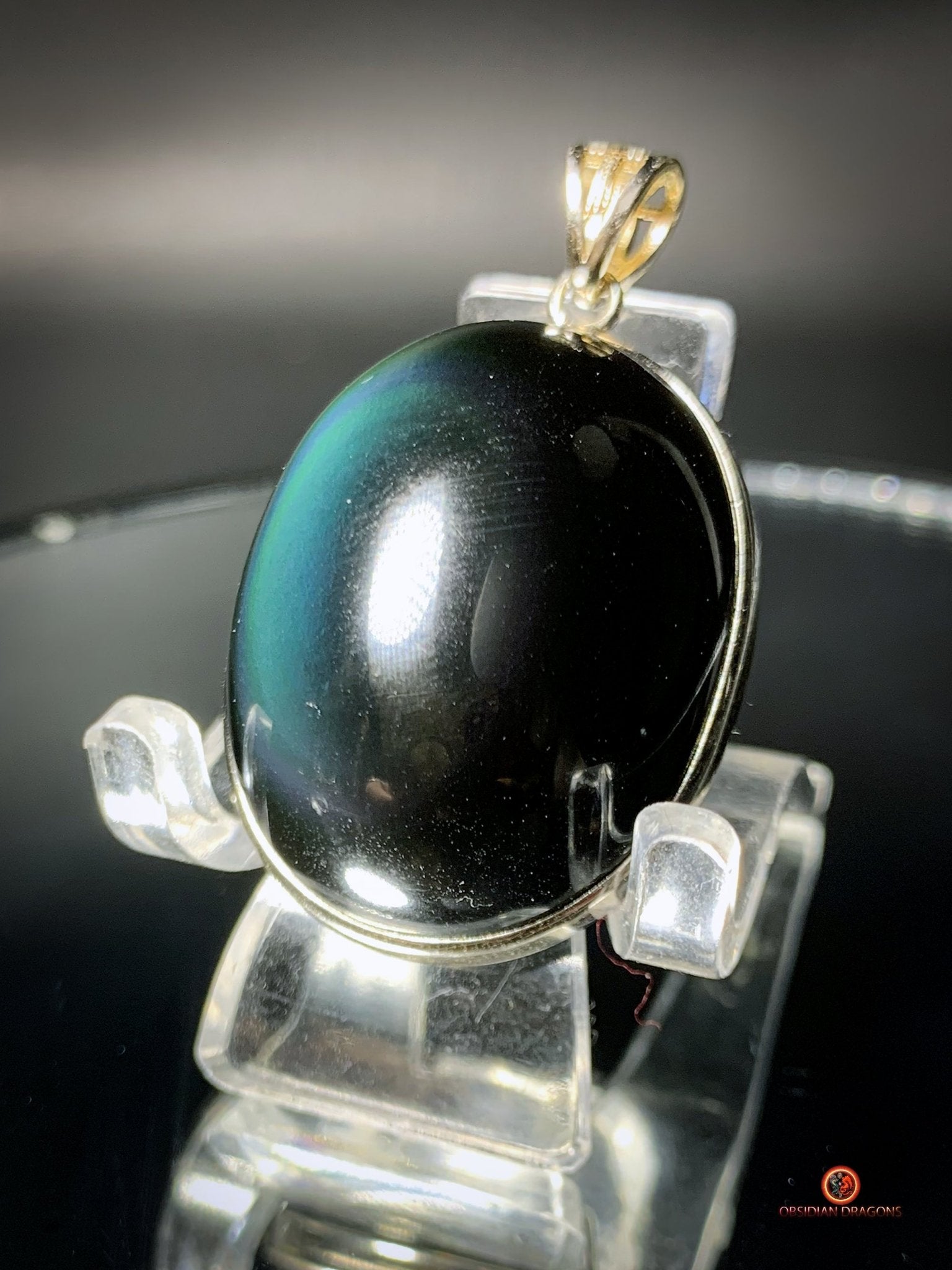 Pendentif en Obsidienne Œil Céleste - Argent 925 - Médaillon Unique | obsidian dragons