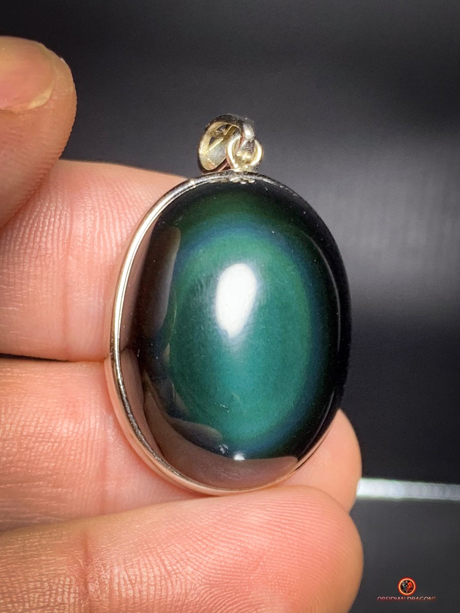 Pendentif en Obsidienne Œil Céleste - Argent 925 - Médaillon Unique | obsidian dragons