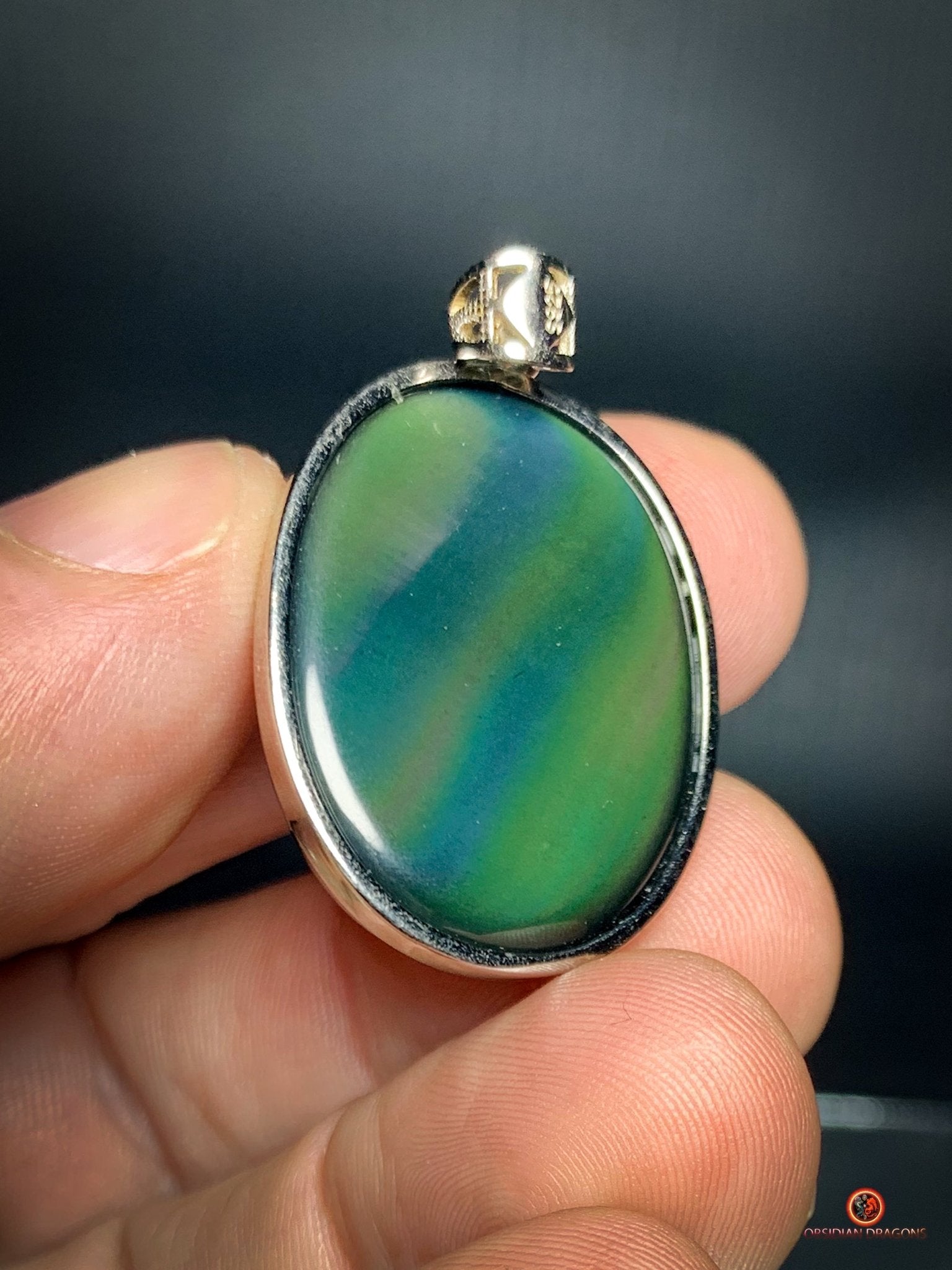 Pendentif en Obsidienne Œil Céleste - Argent 925 - Médaillon Unique | obsidian dragons