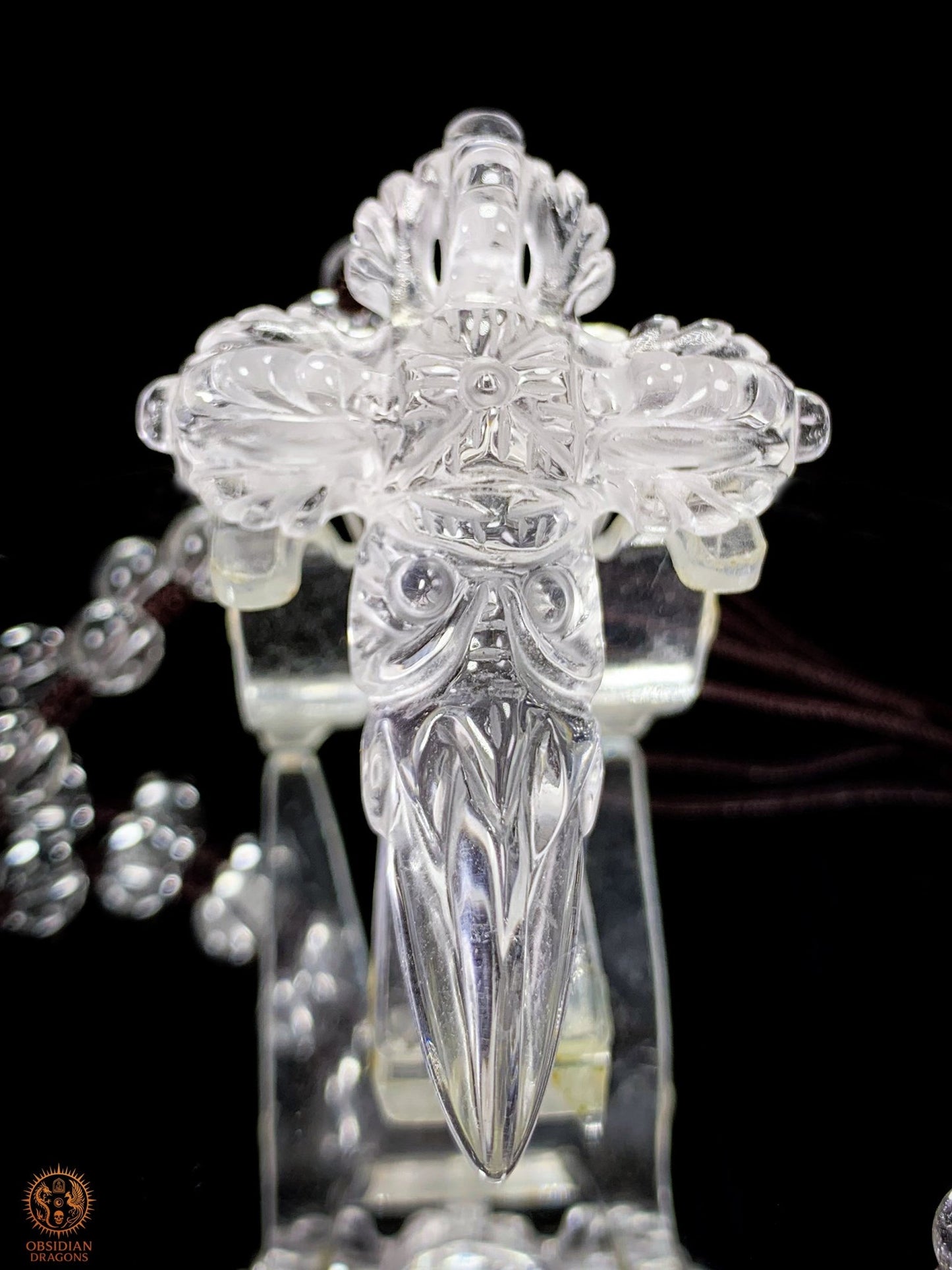 Pendentif Phurba en Cristal de Roche naturel - Vaincre les démons | obsidian dragons