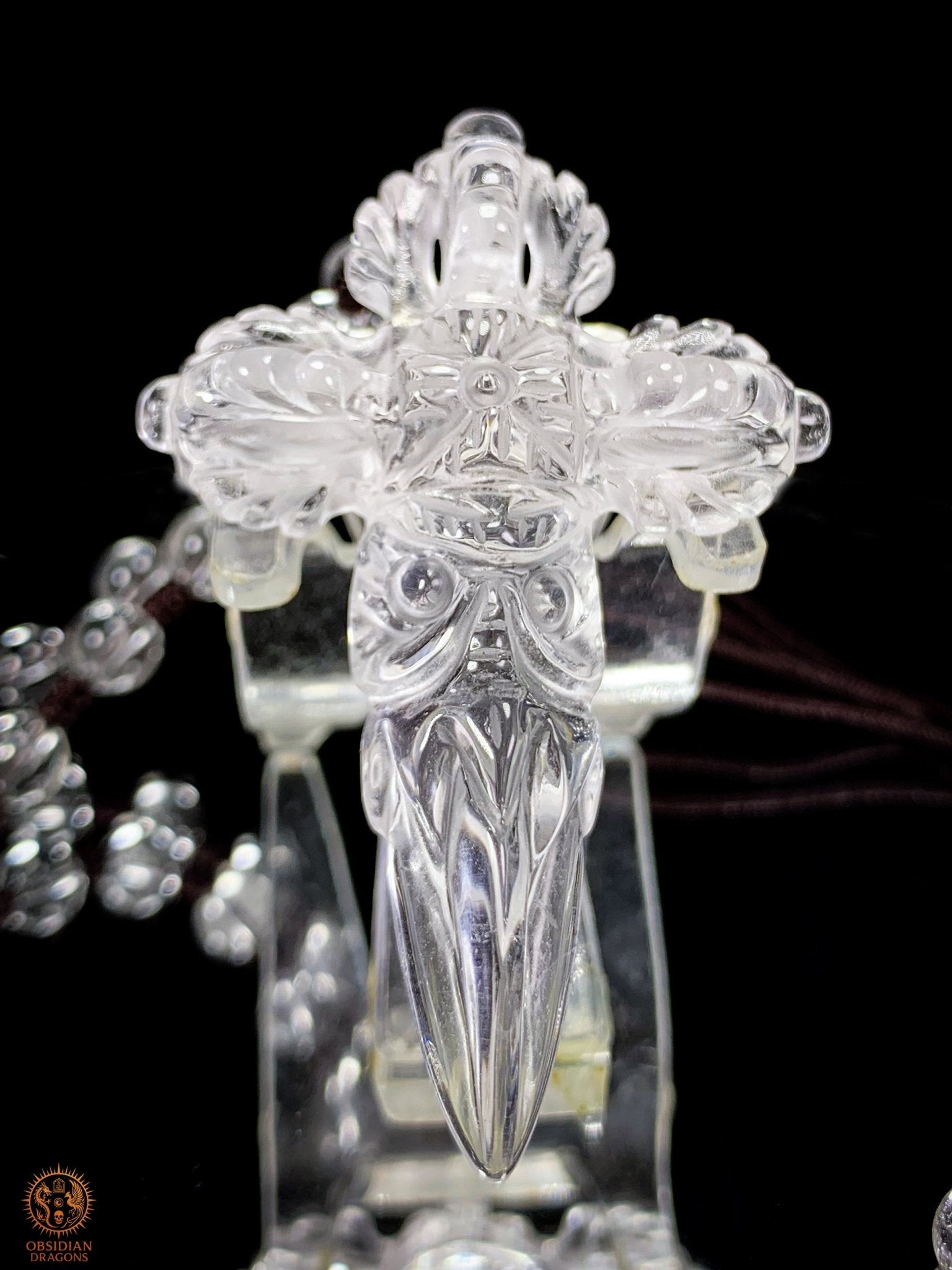 Pendentif Phurba en Cristal de Roche naturel - Vaincre les démons | obsidian dragons