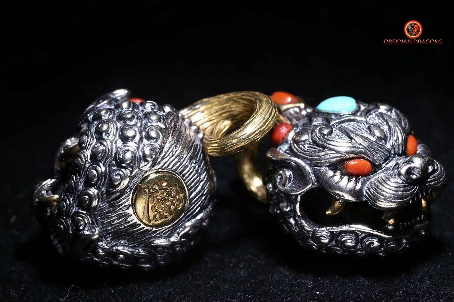 Pendentif Pi Xiu en Argent - Amulette de Protection Lingbao | obsidian dragons