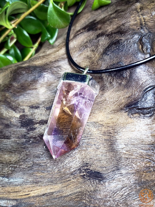 Pendentif Pointe de Cristal en Amétrine – Lame du Passage | obsidian dragons