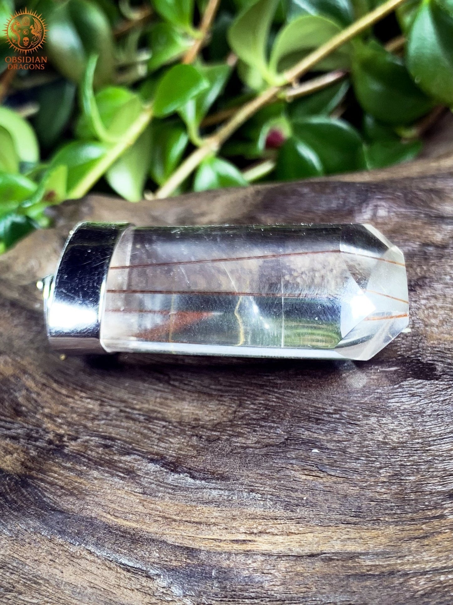 Pendentif Quartz Rutile - Serti argent & or - Éclat Intérieur