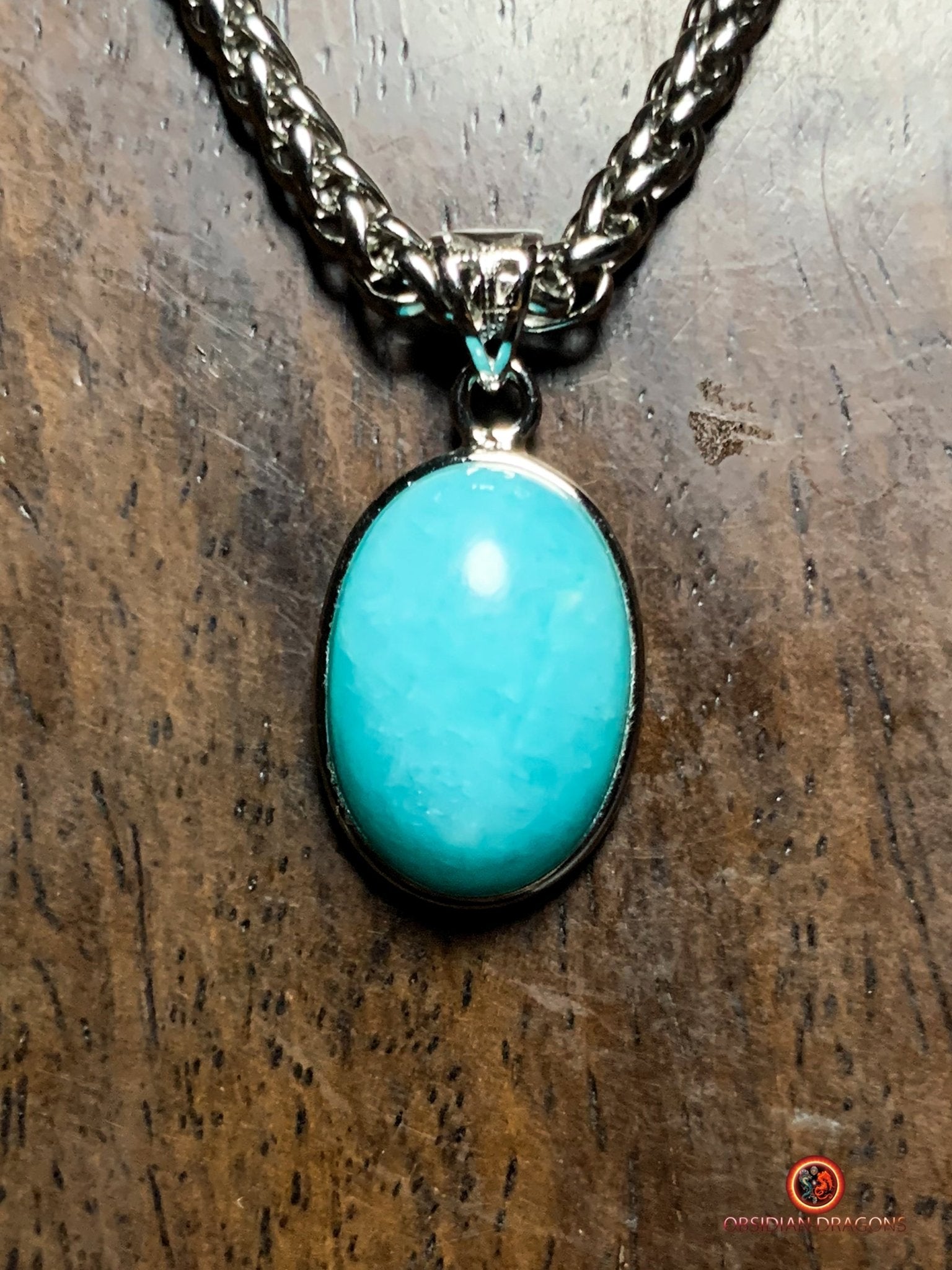 Pendentif amazonite- argent massif 925 | obsidian dragons