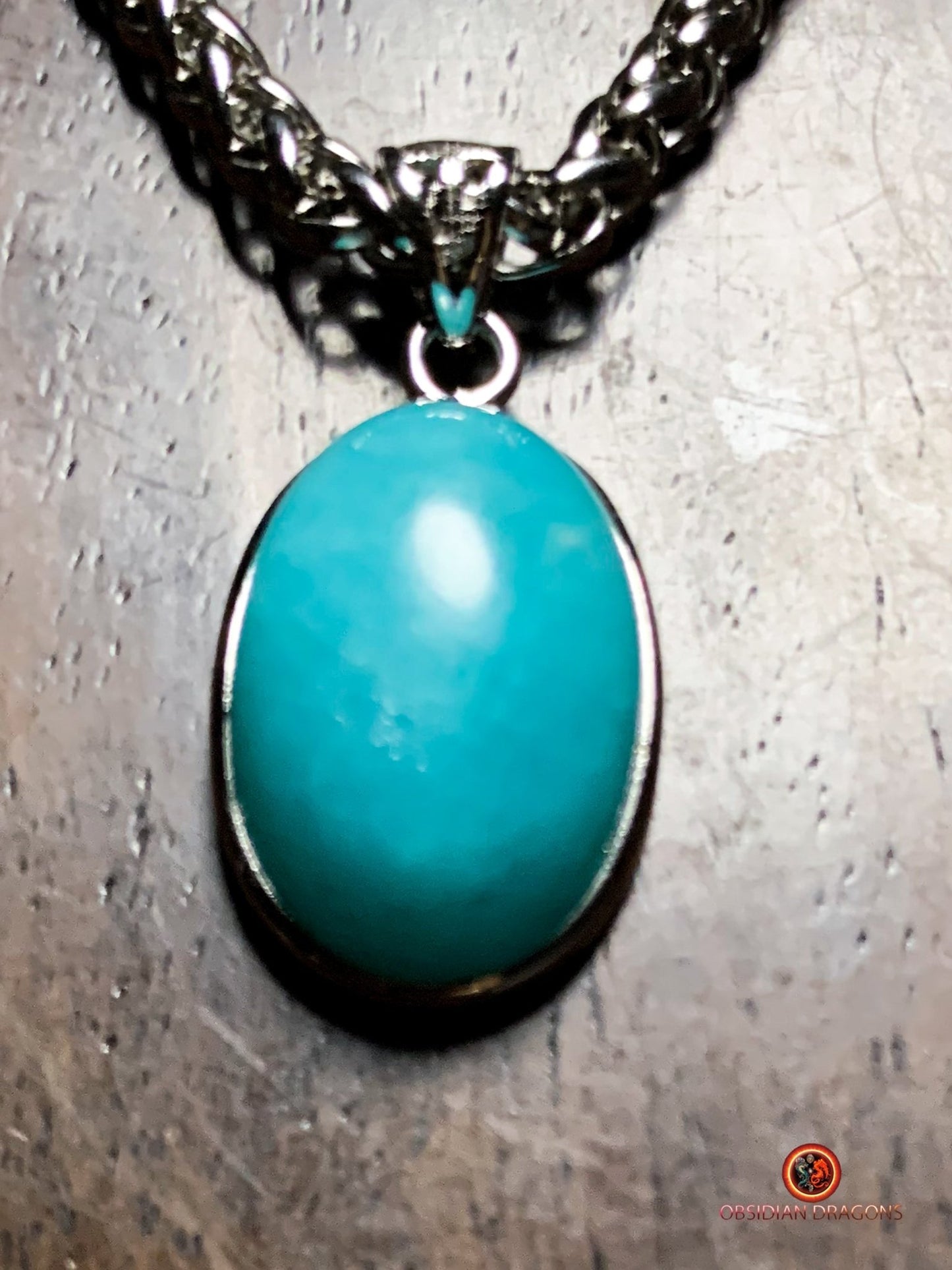 Pendentif amazonite- argent massif 925 | obsidian dragons