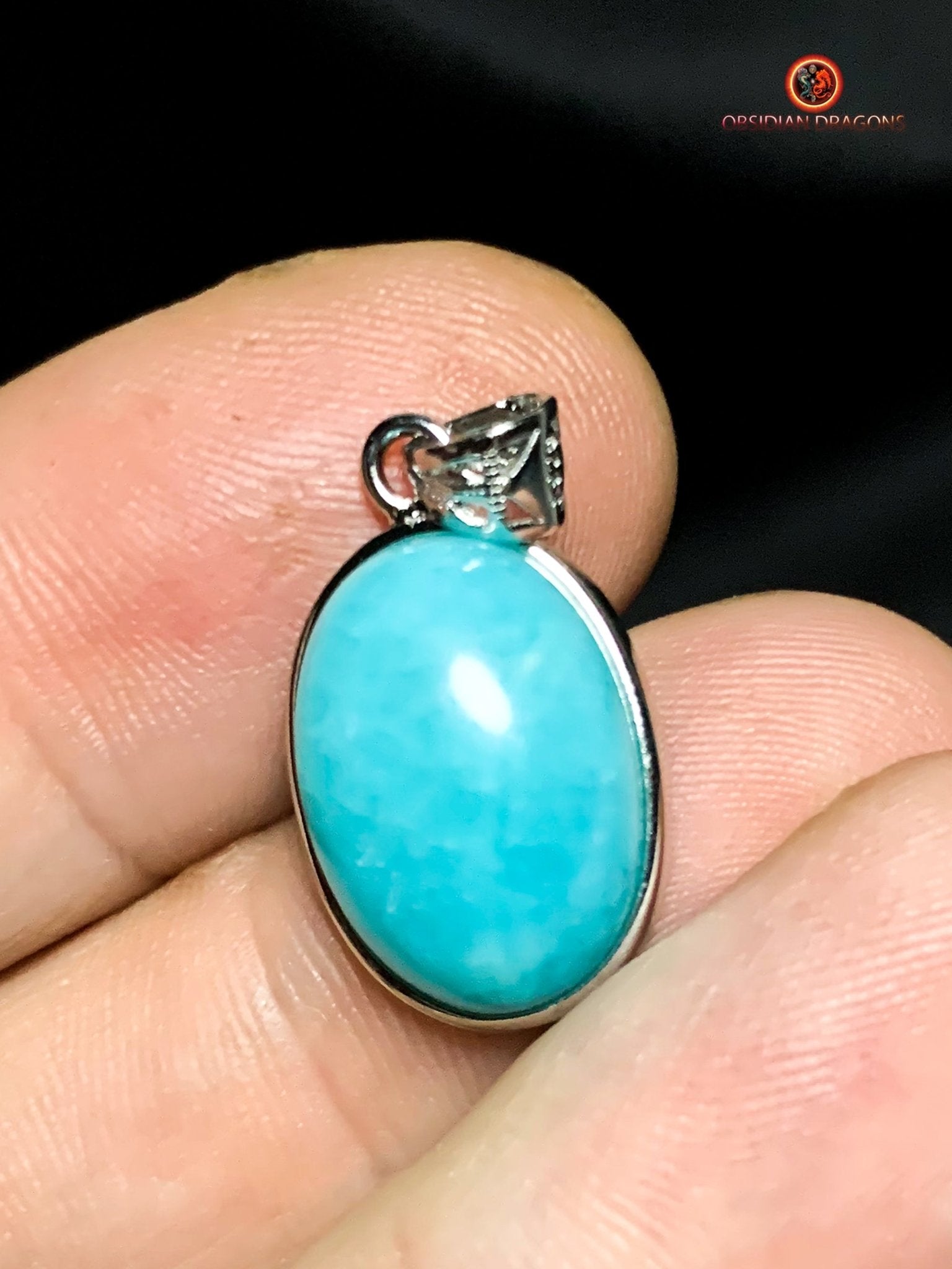 Pendentif amazonite- argent massif 925 | obsidian dragons