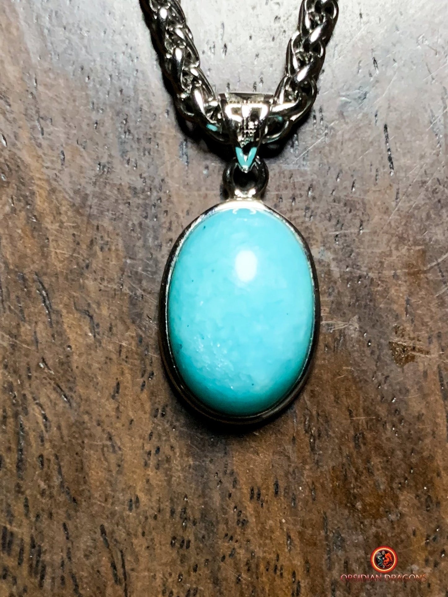 Pendentif amazonite authentique- serti argent 925 | obsidian dragons