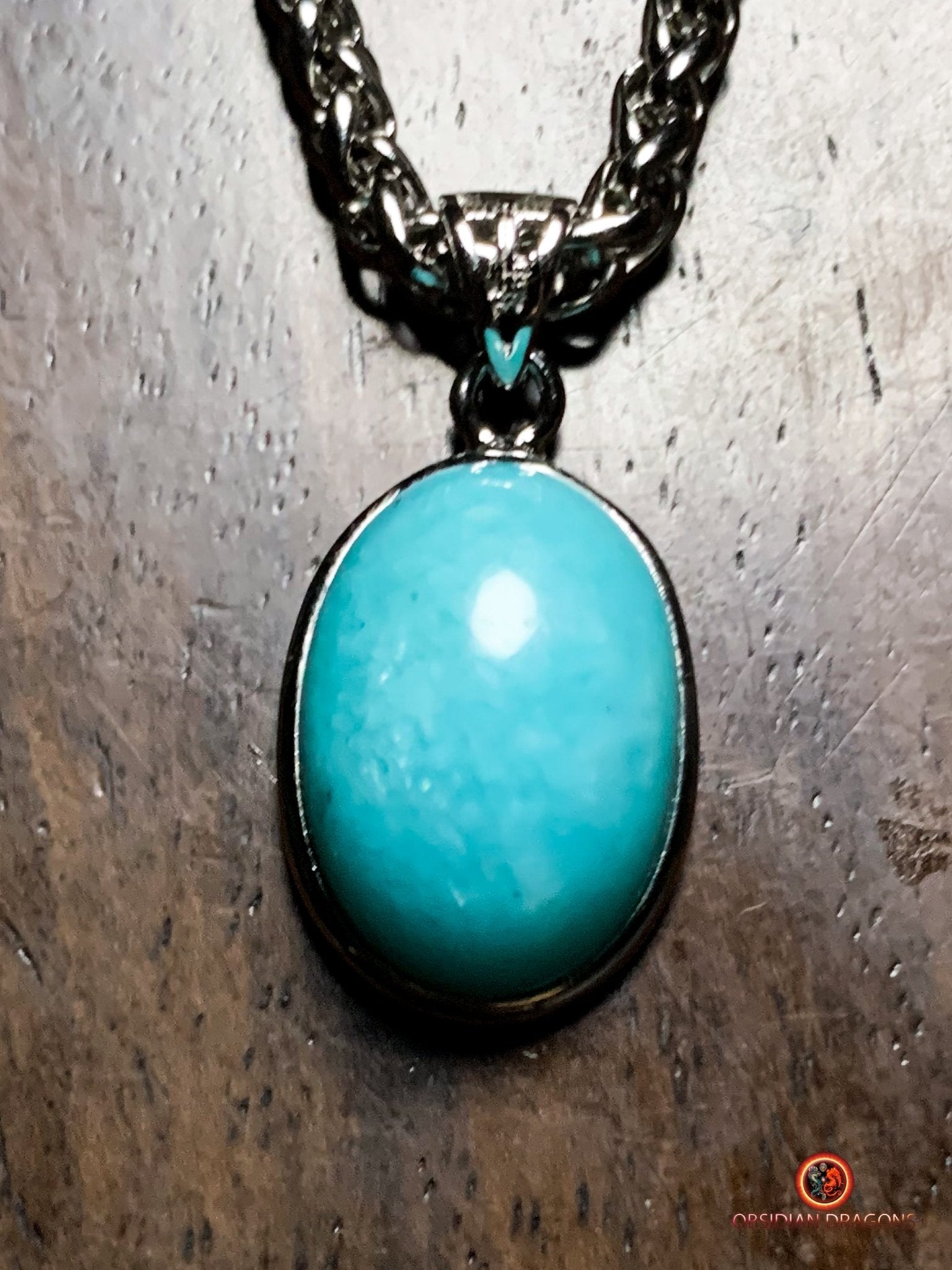 Pendentif amazonite authentique- serti argent 925 | obsidian dragons