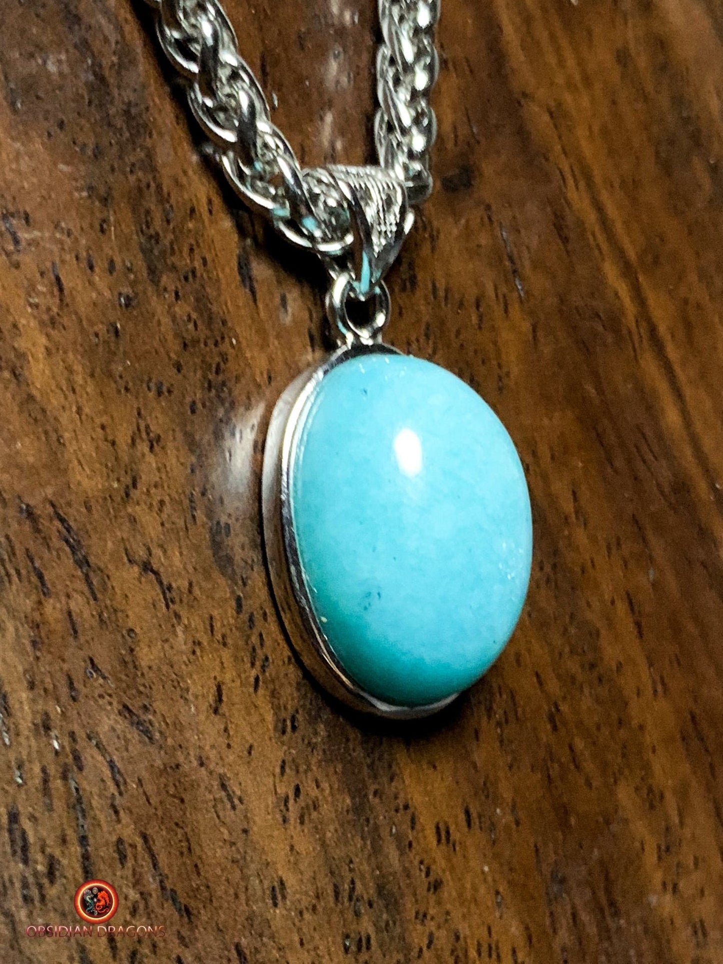 Pendentif amazonite authentique- serti argent 925 | obsidian dragons