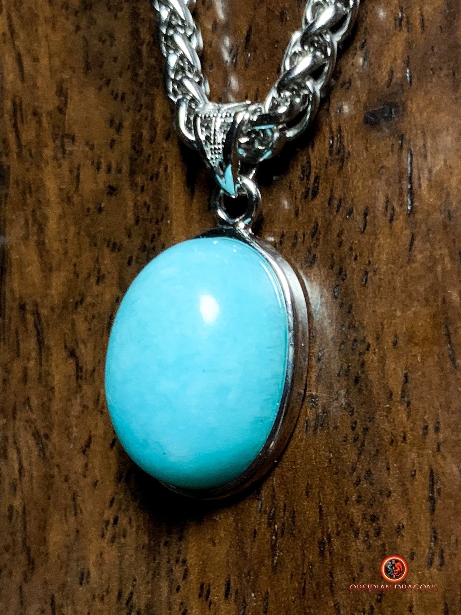 Pendentif amazonite authentique- serti argent 925 | obsidian dragons