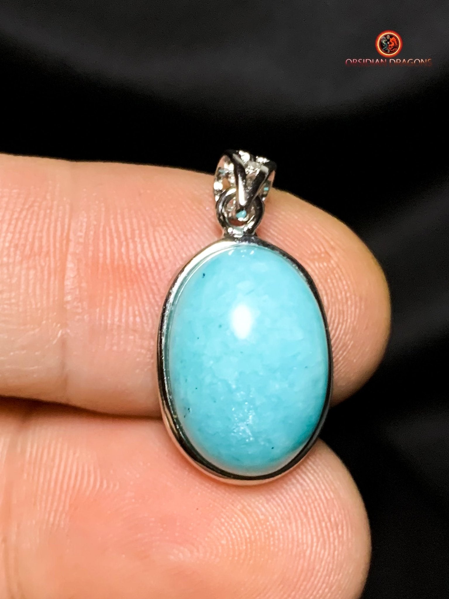 Pendentif amazonite authentique- serti argent 925 | obsidian dragons