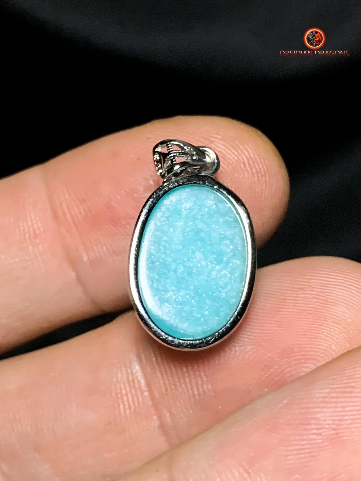 Pendentif amazonite authentique- serti argent 925 | obsidian dragons